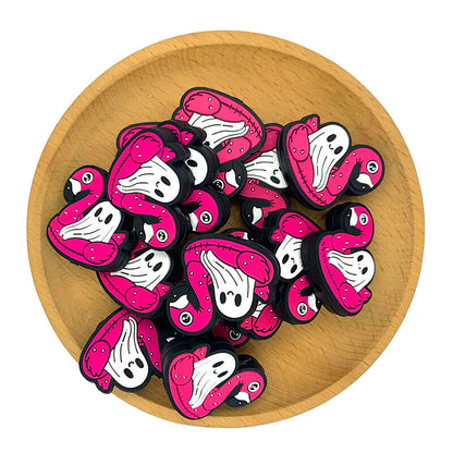 Silicone Focal Beads Ghost in Flamingo Float Halloween Design 2