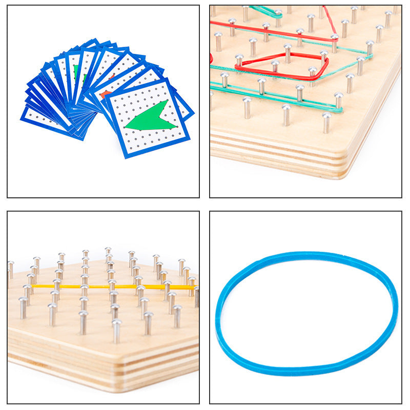 Wooden Montessori Toys Card Nail Board for Toddlers 15cm 3