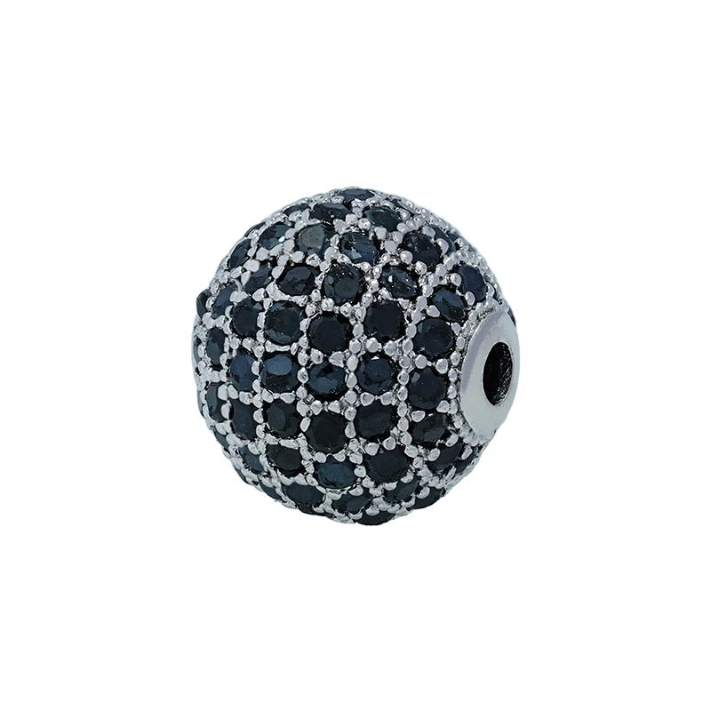 5pcs 12mm Zirconia Paved Round Brass Round Beads 10