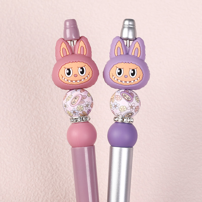 20Pcs Silicone 3D Focal Beads Bunny Character Face with Long Ears 5