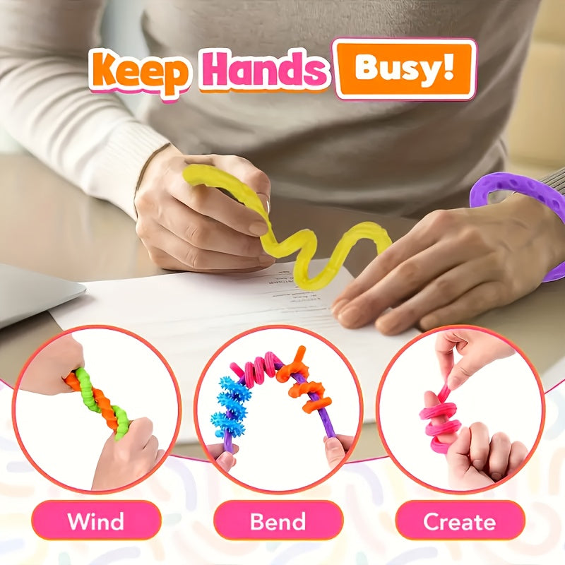 Silicone Textured Sensory Fidget Sticks 25cm 12 Pieces 2 Sets