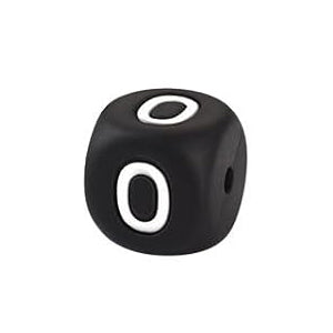 12mm Number Cube Square Star Heart Silicone Beads Black 0