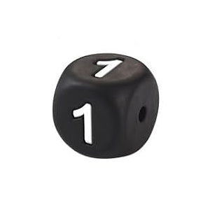 12mm Number Cube Square Star Heart Silicone Beads Black 1