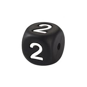 12mm Number Cube Square Star Heart Silicone Beads Black 2