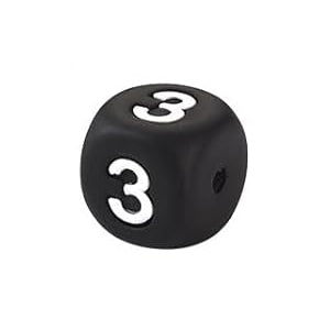 12mm Number Cube Square Star Heart Silicone Beads Black 3