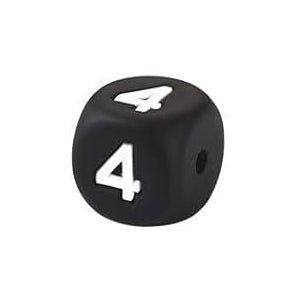 12mm Number Cube Square Star Heart Silicone Beads Black 4