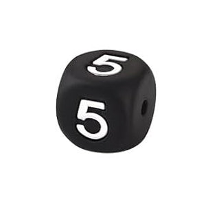 12mm Number Cube Square Star Heart Silicone Beads Black 5