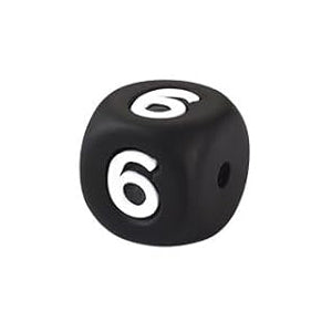 12mm Number Cube Square Star Heart Silicone Beads Black 6