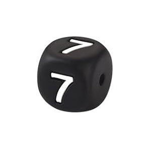 12mm Number Cube Square Star Heart Silicone Beads Black 7