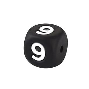 12mm Number Cube Square Star Heart Silicone Beads Black 9