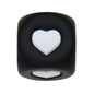 12mm Number Cube Square Star Heart Silicone Beads Black White Heart