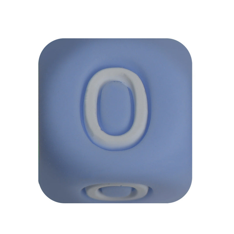 12mm Number Cube Square Star Heart Silicone Beads Blue 0