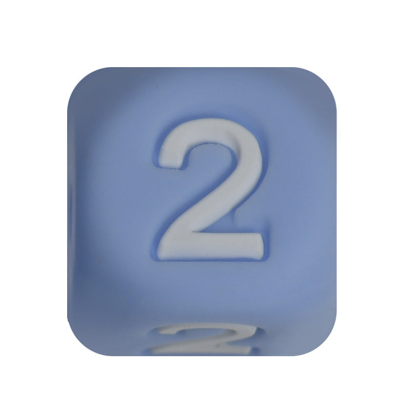 12mm Number Cube Square Star Heart Silicone Beads Blue 2