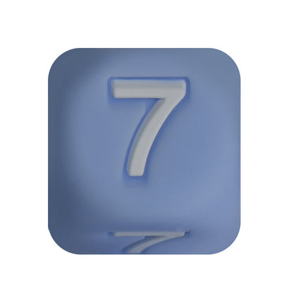 12mm Number Cube Square Star Heart Silicone Beads Blue 7