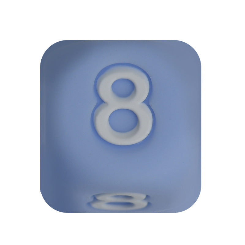 12mm Number Cube Square Star Heart Silicone Beads Blue 8