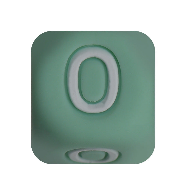 12mm Number Cube Square Star Heart Silicone Beads Green 0
