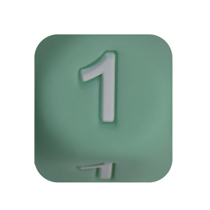 12mm Number Cube Square Star Heart Silicone Beads Green 1