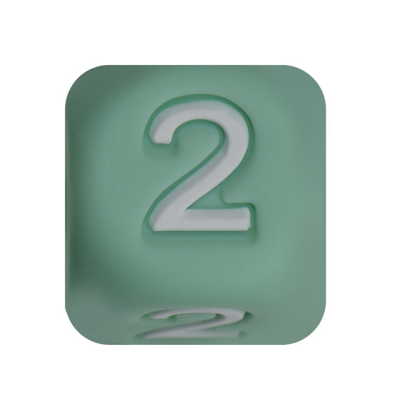 12mm Number Cube Square Star Heart Silicone Beads Green 2
