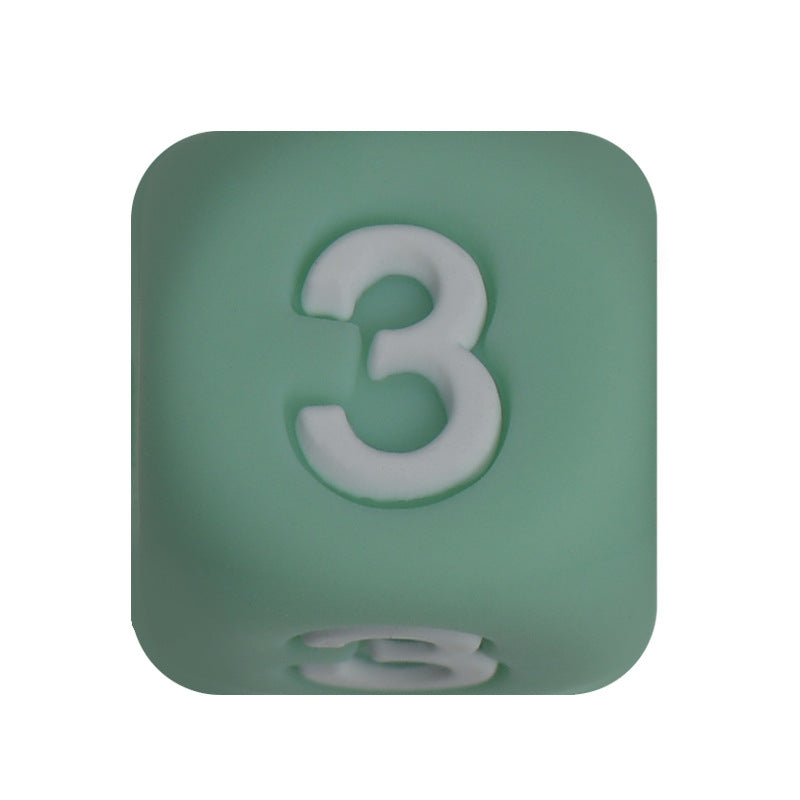 12mm Number Cube Square Star Heart Silicone Beads Green 3