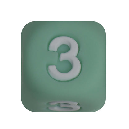 12mm Number Cube Square Star Heart Silicone Beads Green 3