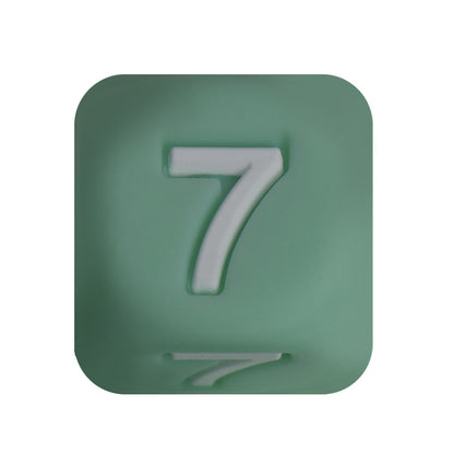 12mm Number Cube Square Star Heart Silicone Beads Green 7