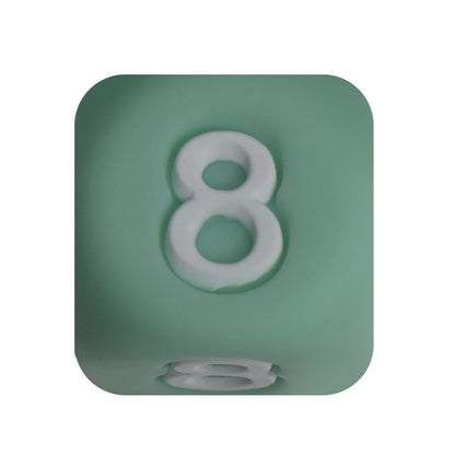 12mm Number Cube Square Star Heart Silicone Beads Green 8