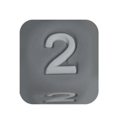 12mm Number Cube Square Star Heart Silicone Beads Grey 2