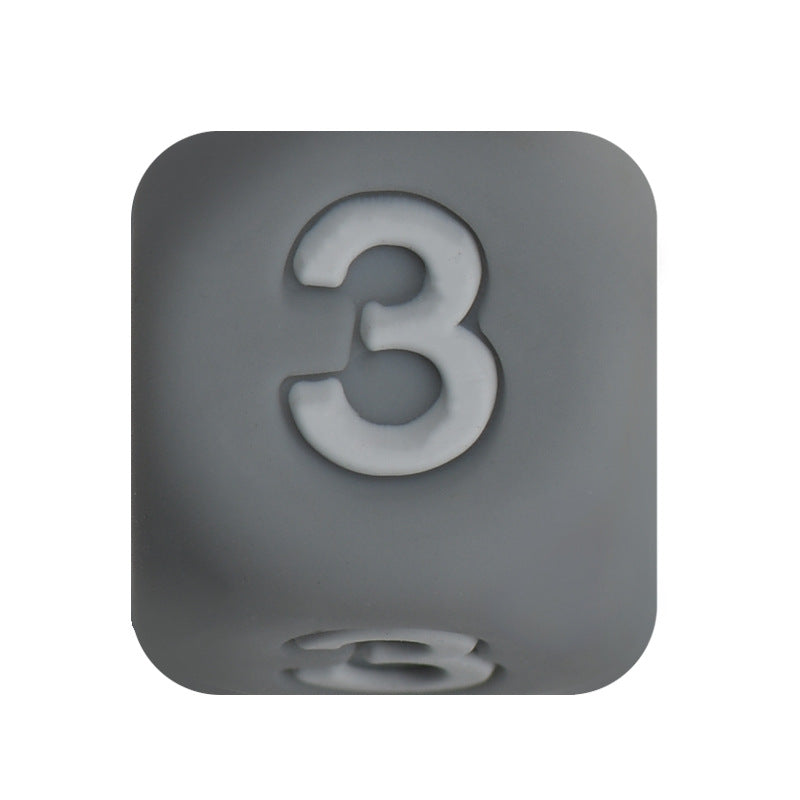 12mm Number Cube Square Star Heart Silicone Beads Grey 3