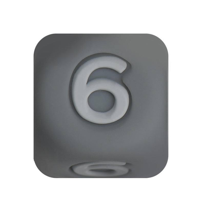 12mm Number Cube Square Star Heart Silicone Beads Grey 6