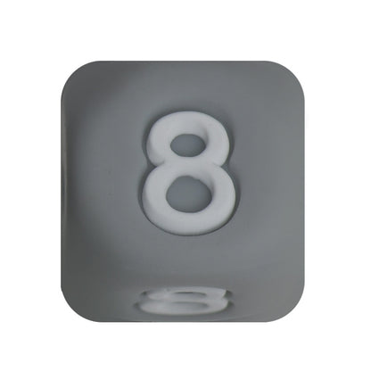 12mm Number Cube Square Star Heart Silicone Beads Grey 8