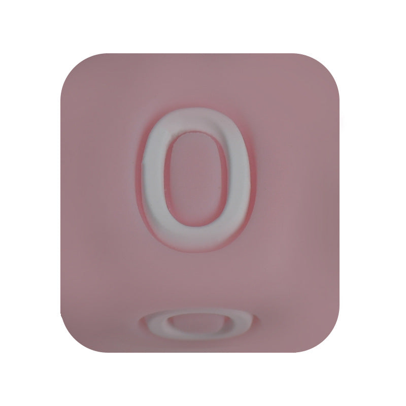 12mm Number Cube Square Star Heart Silicone Beads Pink 0