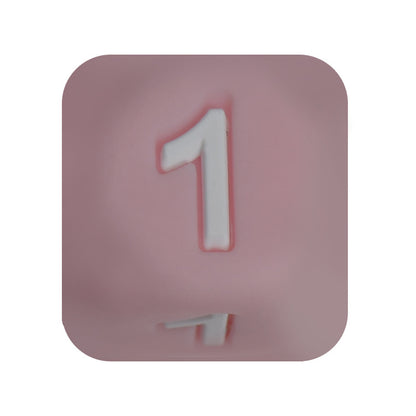 12mm Number Cube Square Star Heart Silicone Beads Pink 1