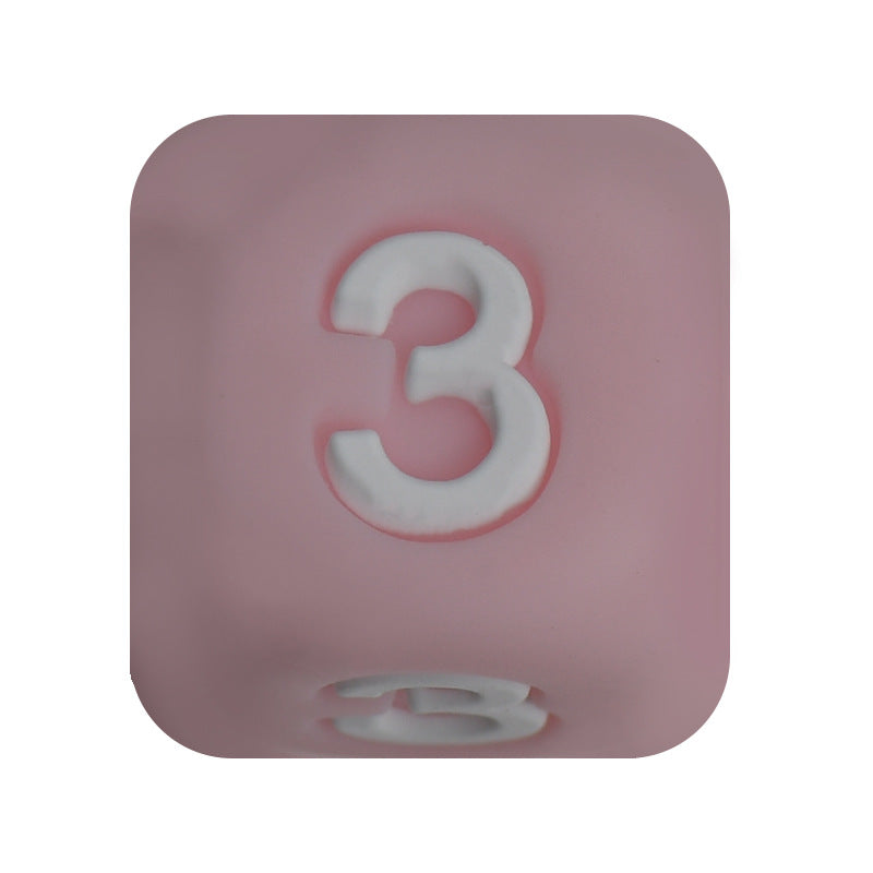 12mm Number Cube Square Star Heart Silicone Beads Pink 3