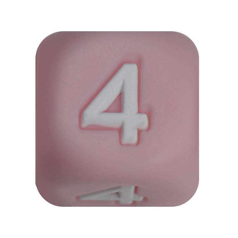 12mm Number Cube Square Star Heart Silicone Beads Pink 4