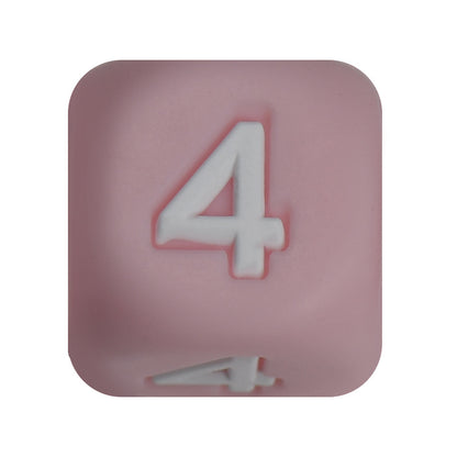12mm Number Cube Square Star Heart Silicone Beads Pink 4