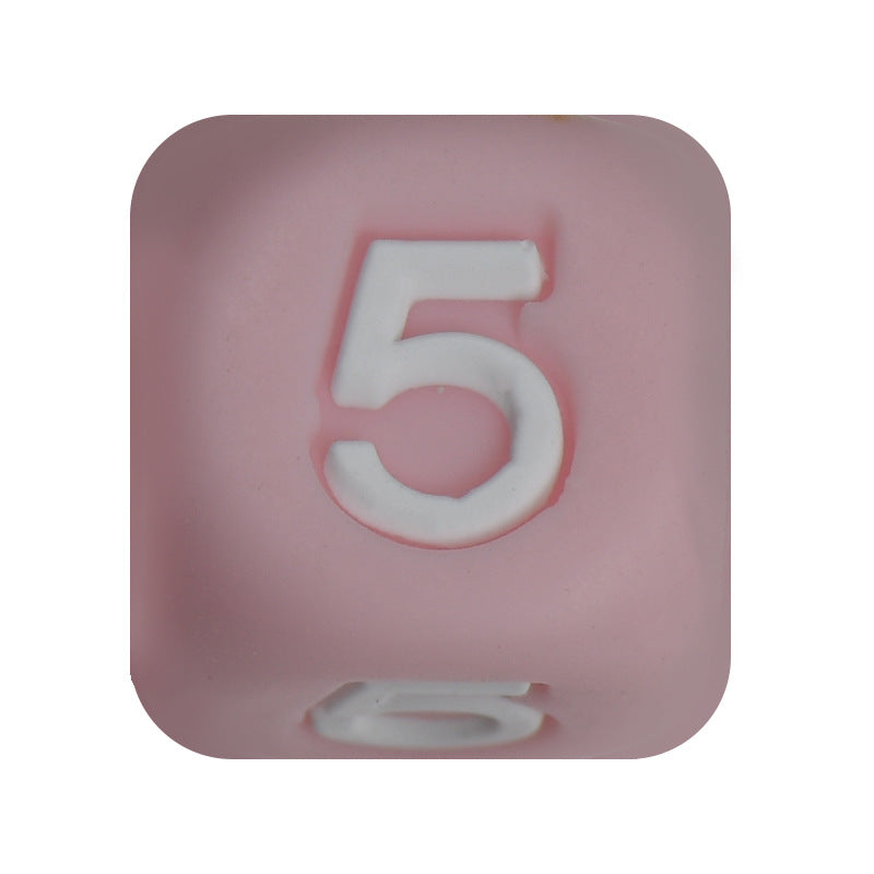 12mm Number Cube Square Star Heart Silicone Beads Pink 5