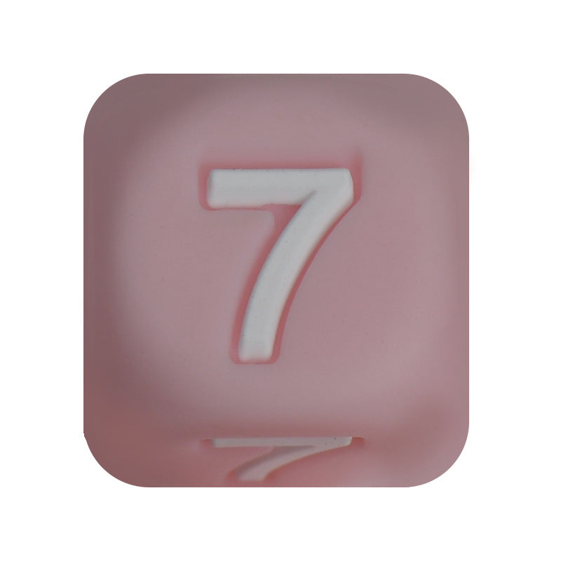 12mm Number Cube Square Star Heart Silicone Beads Pink 7