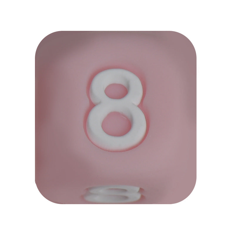 12mm Number Cube Square Star Heart Silicone Beads Pink 8