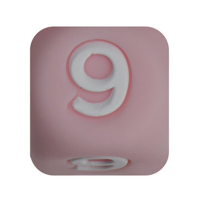 12mm Number Cube Square Star Heart Silicone Beads Pink 9
