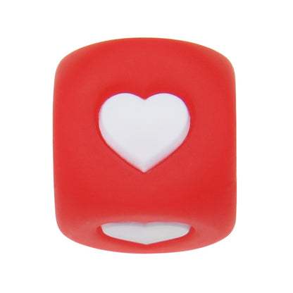 12mm Number Cube Square Star Heart Silicone Beads Red White Heart