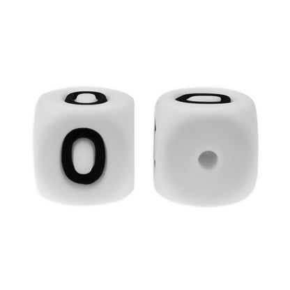 12mm Number Cube Square Star Heart Silicone Beads White 0