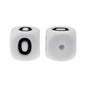 12mm Number Cube Square Star Heart Silicone Beads White 0