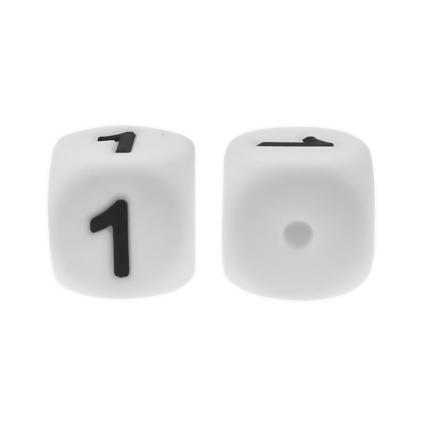12mm Number Cube Square Star Heart Silicone Beads White 1