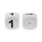 12mm Number Cube Square Star Heart Silicone Beads White 1