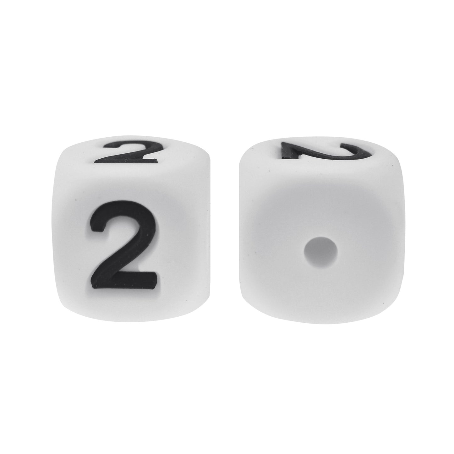 12mm Number Cube Square Star Heart Silicone Beads White 2