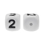 12mm Number Cube Square Star Heart Silicone Beads White 2