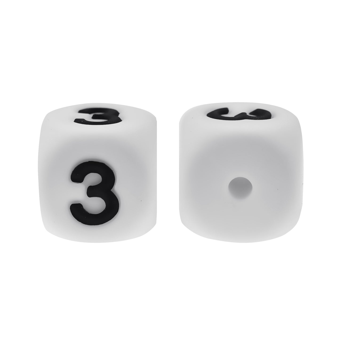 12mm Number Cube Square Star Heart Silicone Beads White 3