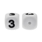12mm Number Cube Square Star Heart Silicone Beads White 3