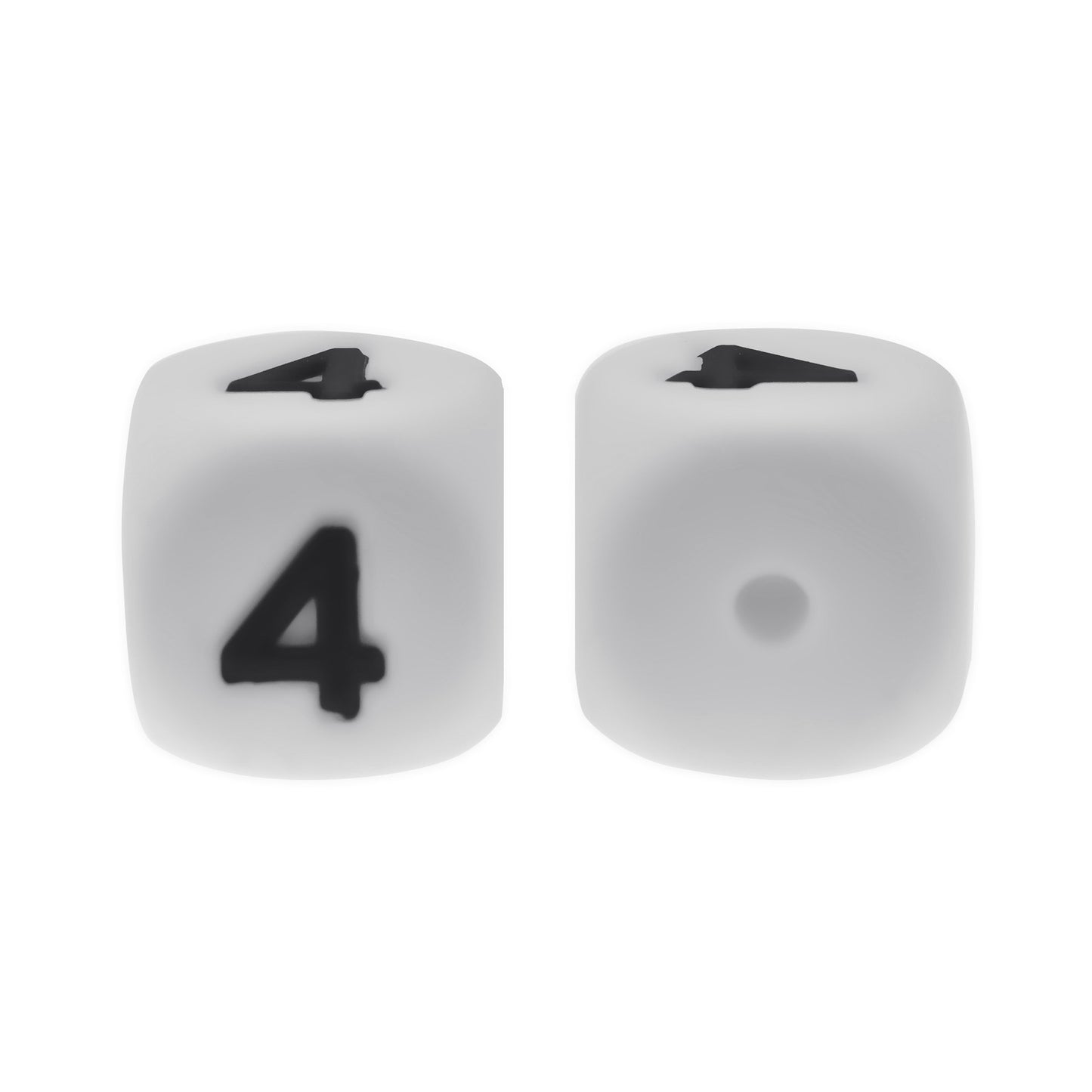 12mm Number Cube Square Star Heart Silicone Beads White 4