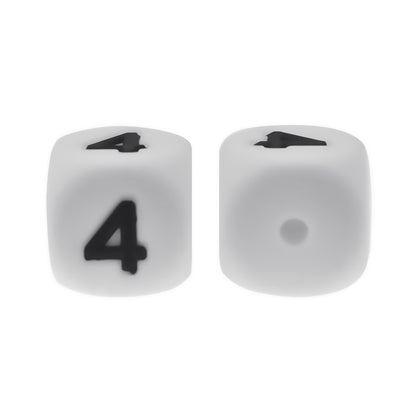 12mm Number Cube Square Star Heart Silicone Beads White 4